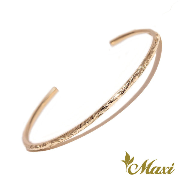 [14K Gold] 1.7mm Tube Open Bangle Bracelet *Made-to-order