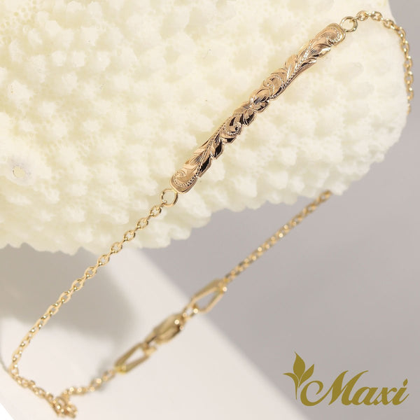 [14K Gold] 3mm x 32mm ID Bracelet/Anklet(ID-M)　14金　ブレスレット