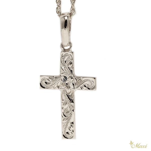 [14K Gold] -Cross Pendant/ Hand Engraved Traditional Hawaiian