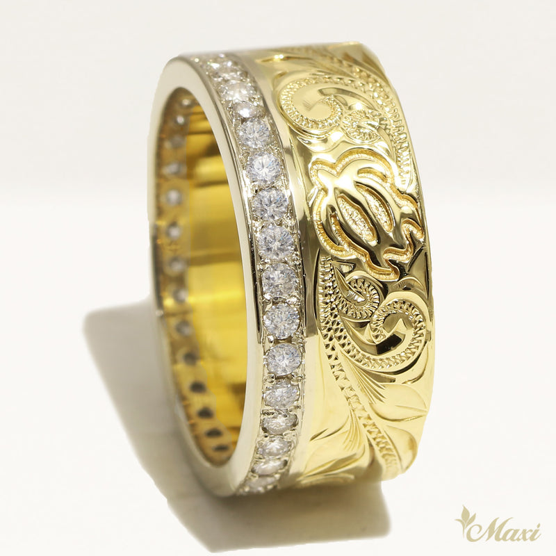 9mm Eternity Diamond Honu Ring [14K Gold]