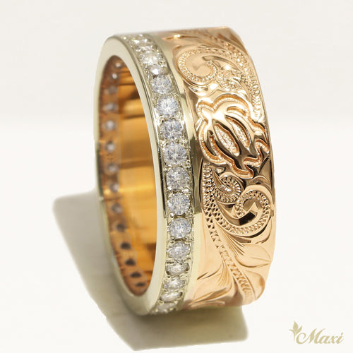 9mm Eternity Diamond Honu Ring [14K Gold]