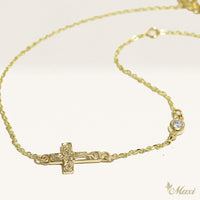 [14K Gold] Cross Charm Bracelet with Diamond(B0179)