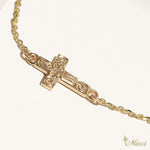 [14K Gold] Cross Charm Bracelet/Anklet with Diamond(B0179)