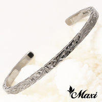 [Black Chrome Silver 925] 4mm Flat Bangle Bracelet [Made to Order] (B0519)