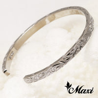 [Black Chrome Silver 925] 4mm Flat Bangle Bracelet [Made to Order] (B0519)