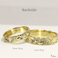 Half Honu Hawaiian sea turtle 4mm & 6mm Ring set/ Couples & Wedding Bands [14K/18K Gold] 