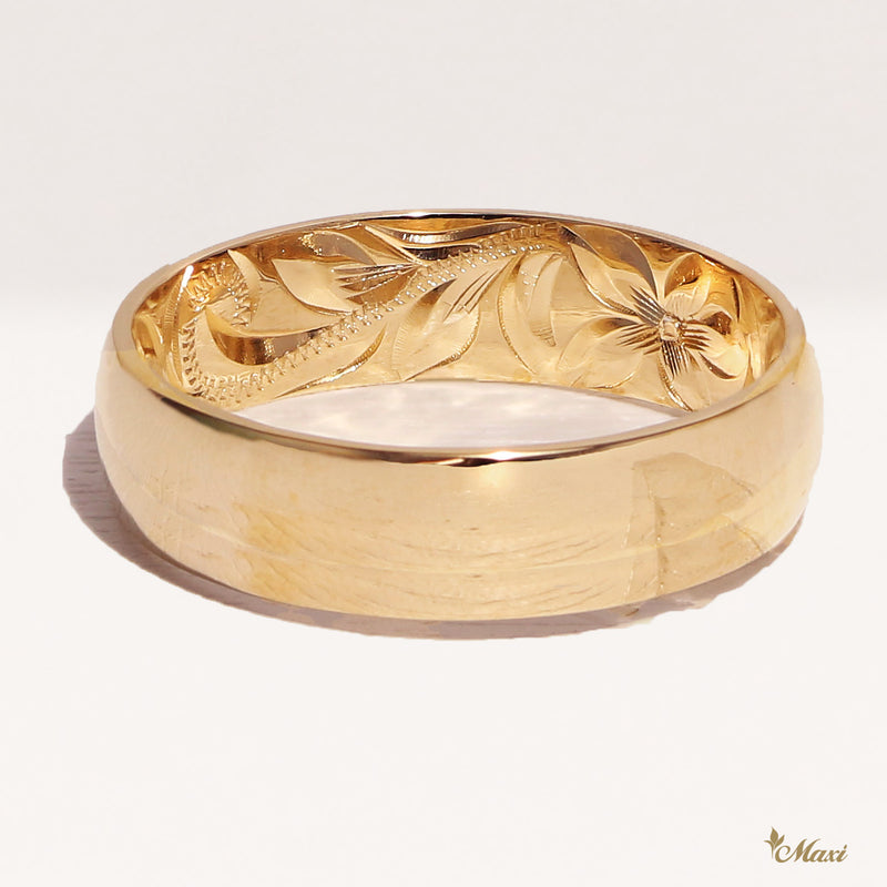 [14K/18K Gold/Platinum] 6mm Barrel Inner Engraved Ring *Made to Order* (R0583_6mm)