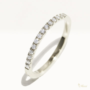 Real 18K White Gold Half Eternity authentic Wave Ring