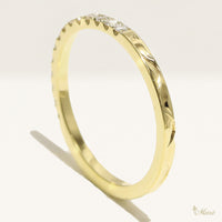 [14K/18K Gold] 1.5mm Wave Cut Half Eternity Diamond Ring-1.3mm Diamond(R0887) *Made to Order*