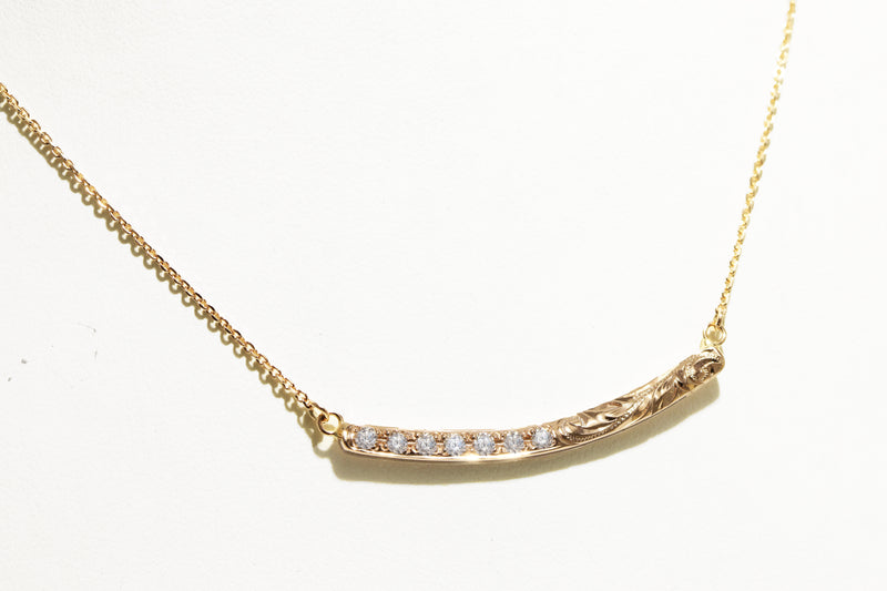 [14K/18K Gold] Wa'a Horizontal Necklace with Diamonds