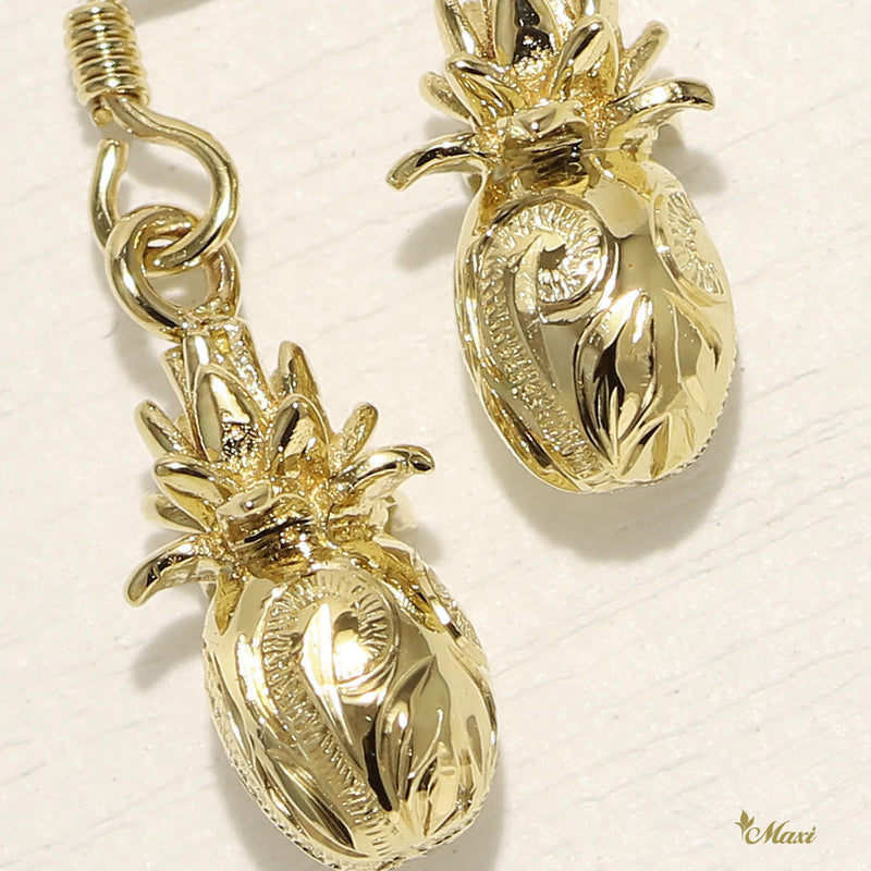 [14K/18K Gold] -3D Pineapple Hook Pierced Earring*Made-to-order*(E0230)