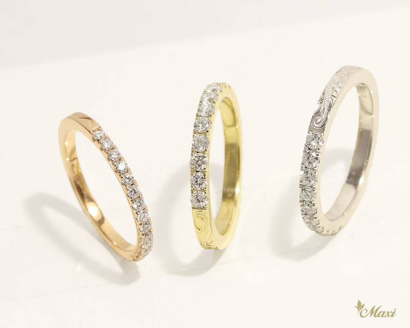 [14K/18K Gold] Half Eternity Diamond Ring-2mm Diamond *Made to Order* (R0683)