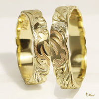 Half Honu Hawaiian sea turtle 4mm & 6mm Ring set/ Couples & Wedding Bands [14K/18K Gold] 