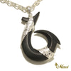 Black Jade Hawaiian Fish Hook Pendant-Large [Silver 925]