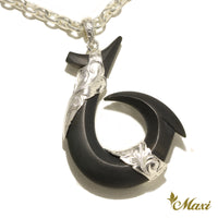 [Silver 925] Black Jade Hawaiian Fishhook Pendant-Large (P1315)