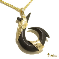 [14K/18K Gold] Black Jade Hawaiian Fishhook-Large (P01315)