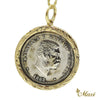 [14K Yellow Gold] King Kalakaua Coin Pendant Large-Hand Engraved Traditional Hawaiian Design (P0944)