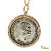 [14K Yellow Gold] King Kalakaua Coin Pendant Large-Hand Engraved Traditional Hawaiian Design (P0944)