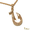 Fish Hook Pendant Small-Double Side Engraving [14K Gold]