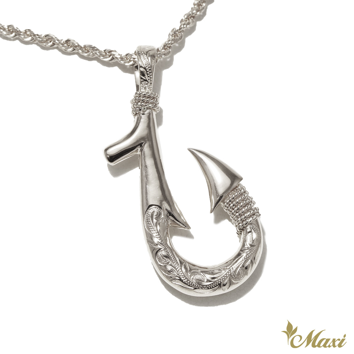 Silver 925] Fish Hook Pendant Small-Double Side Engraving [Made to