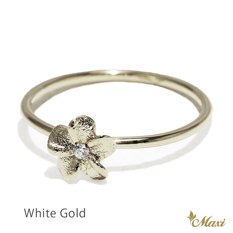 [14K Gold] Hawaiian Plumeria Flower Matte Ring-Small [Made to Order] (R E0215)