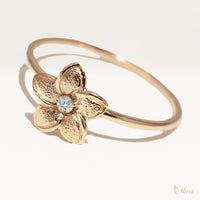 [14K Gold] Hawaiian Plumeria Flower Matte Ring-Large(R0807)