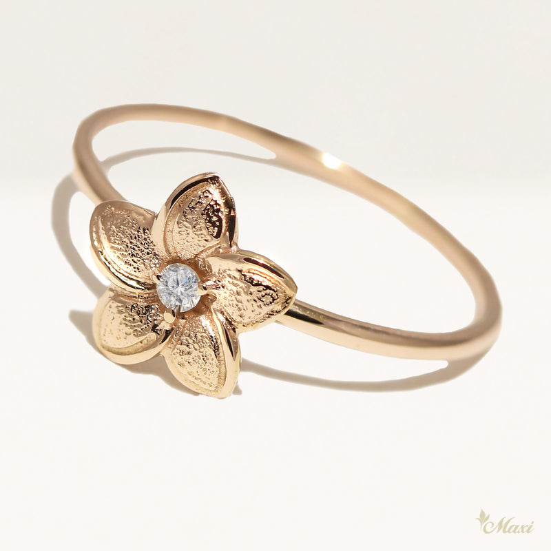 [14K/18K Gold] Hawaiian Plumeria Flower Matte Ring-Large(R0807)