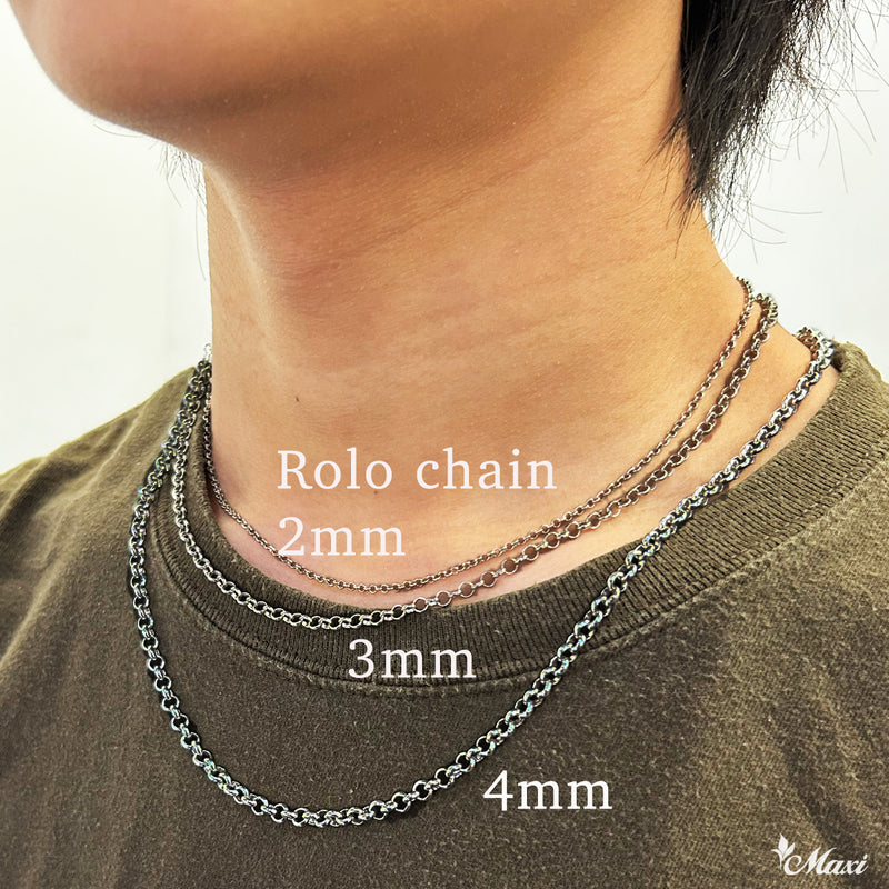 [Black Chrome Silver 925] Rolo Chain 4mm 