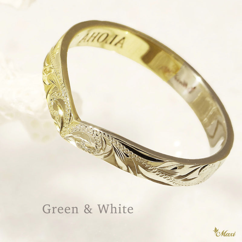 3mm Kohola Whale Tail Two Tone Ring [14K Gold] 