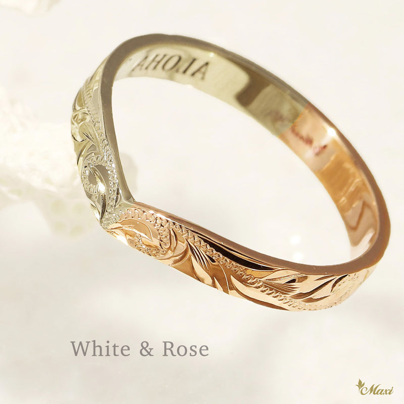 [14K Gold] 2mm Kohola Whale Tail Ring-Two Tone *Made to Order*