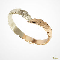 3mm Kohola Whale Tail Ring-Hawaiian Maile Pattern-Cutout-Two tone [14K Gold] 