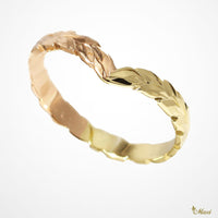 3mm Kohola Whale Tail Ring-Hawaiian Maile Pattern-Cutout-Two tone [14K Gold] 