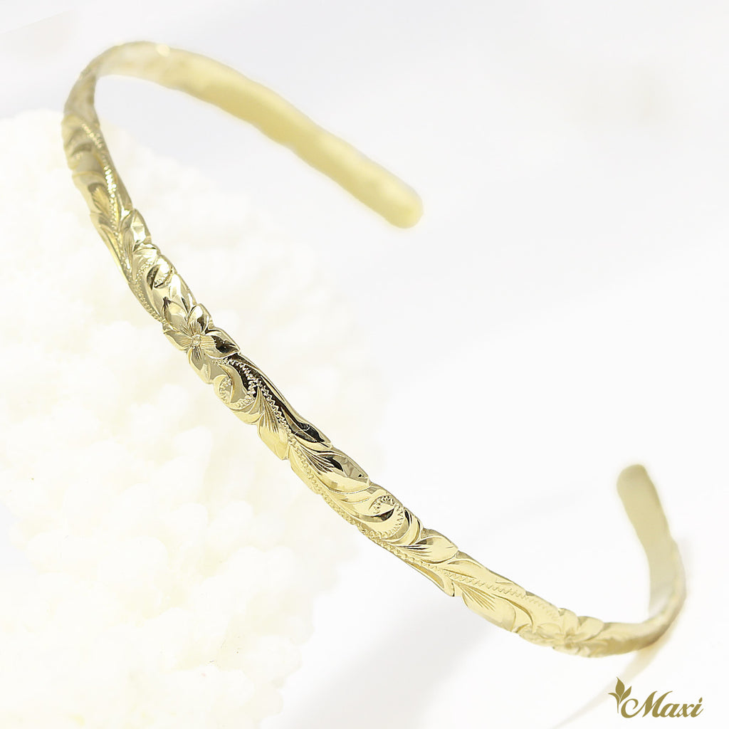 [14K/18K Gold] 4mm Open Bangle Bracelet-Standard Thickness　14金　4mm　オープンバングル　 オープンブレスレット　オーダーメイド　カスタムオーダー