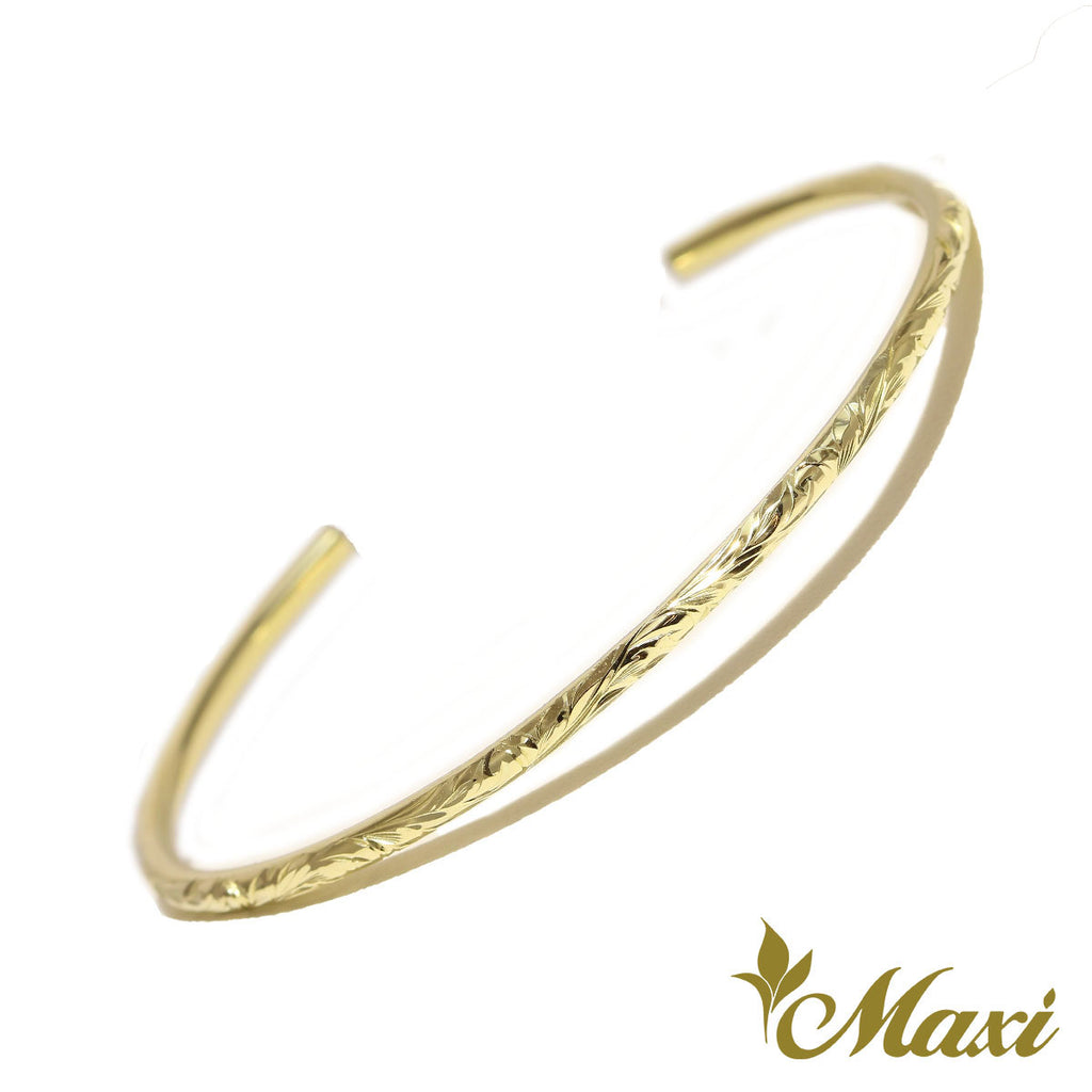 [14K Gold] 1.7mm Tube Open Bangle Bracelet *Made-to-order