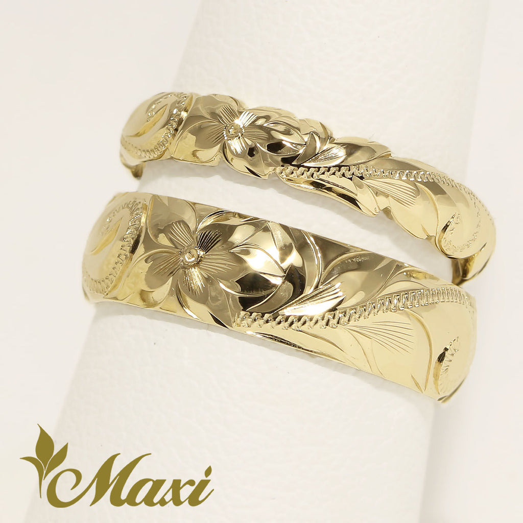 14K Gold] 4mm&6mm Ring Set-Standard Thick / Couple & Wedding 14金