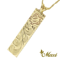 [14K/18K Gold] 6mm Bar Pendant-Honu&Scroll *Made-to-order*(TRDSP)