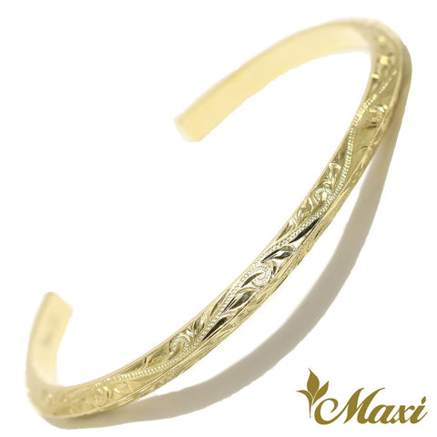 14K Gold] 4mm Width Angled Open Bangle Bracelet*Made-to-order 