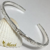 [Silver 925] 3mm Flat Bangle Bracelet -Old English Design *Made-to-order* (B0518-3mm)