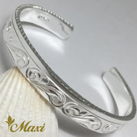 [Silver 925] 8mm Single Side Border Bangle Bracelet (B0521)