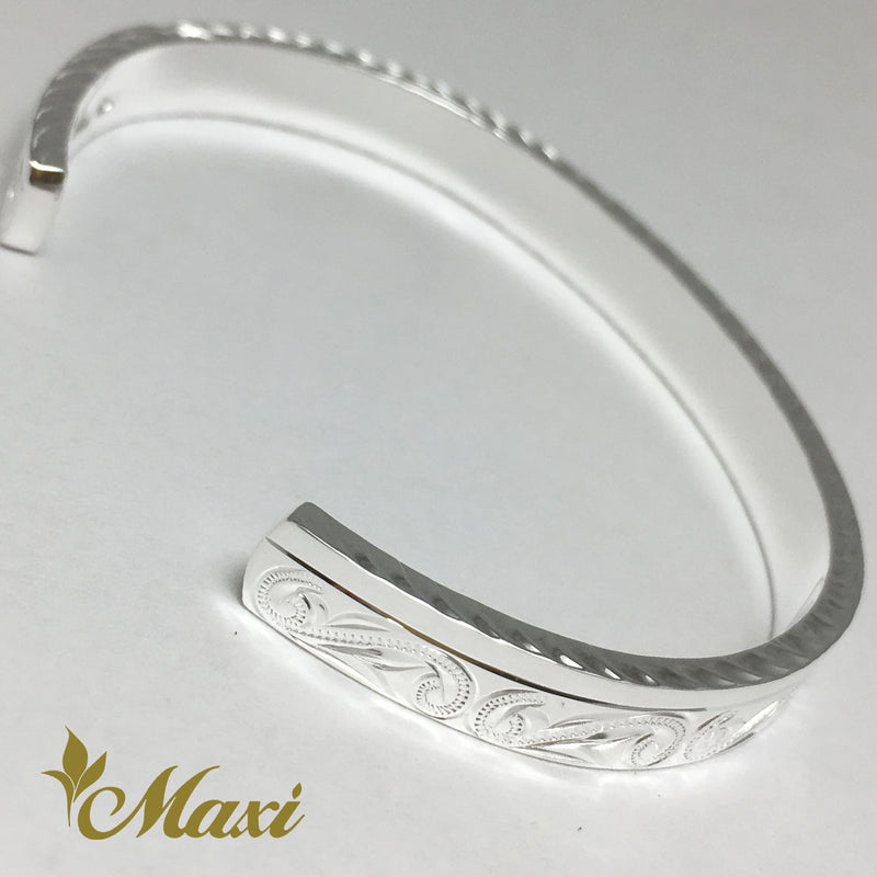 [Silver 925] 6mm Hawaiian traditional design Bangle-Hand Engraved Traditional Hawaiian Design (B0525)