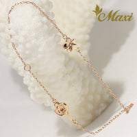 [14K Pink Gold] Hawaiian Plumeria Flower Bracelet with Diamond (B0556)