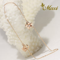 [14K Pink Gold] Hawaiian Plumeria Flower Anklet with Diamond (B0557)