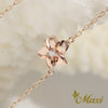 [14K Pink Gold] Hawaiian Plumeria Flower Anklet with Diamond (B0557)