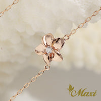 [14K Pink Gold] Hawaiian Plumeria Flower Anklet with Diamond (B0557)