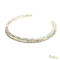 [Silver 925] 4mm Flat Bangle Bracelet Hand Engraved Traditional Hawaiian Design*Made-to-order* (B0577)