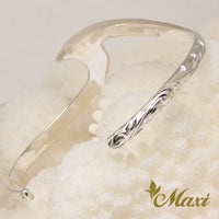 [Silver 925] Small Nalu Wave Bangle -Hand Engraved Traditional Hawaiian Design (B0586)