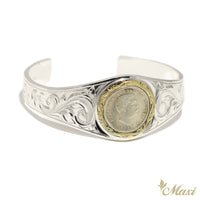 [Silver 925] Kalakaua Replica Coin 25mm Bangle Bracelet (B0605 Large) Made to Order