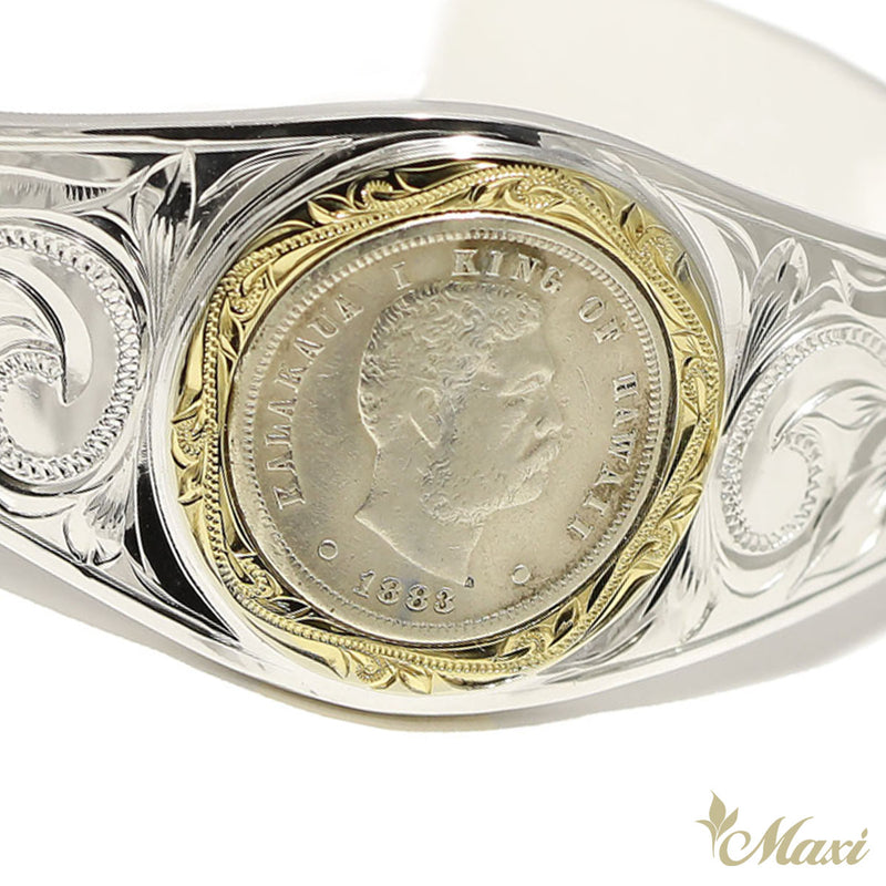 [Silver 925] Kalakaua Replica Coin 25mm Bangle Bracelet (B0605 Large) Made to Order