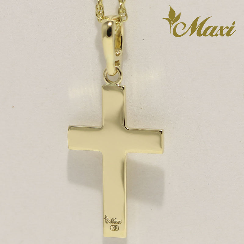 [14K Gold] -Cross Pendant/ Hand Engraved Traditional Hawaiian Design (C0037)