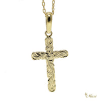 [14K Gold] Cross Pendant 20mm Cutout Edge (C0038)